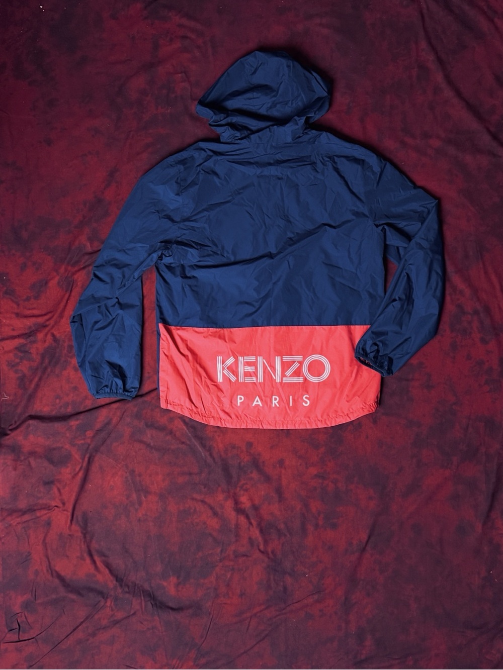 Kenzo Navy, Red & White Reversible Hooded Windbreaker with White Logo